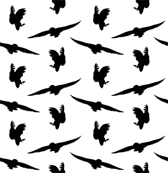 Patrón Sin Costuras Con Siluetas Aves — Archivo Imágenes Vectoriales