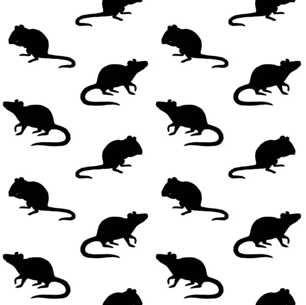 Wektorowy bezszwowy wzór sylwetki myszy szczurów — Wektor stockowy