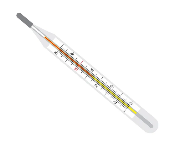 Vector flat cartoon realistic medical thermometer — Stock Vector