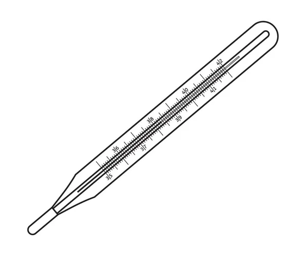 Vektor platt skissera realistisk medicinsk termometer — Stock vektor