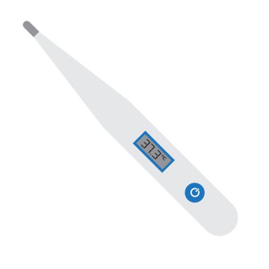 Beyaz arkaplanda izole edilmiş vektör düz karikatür termometresi