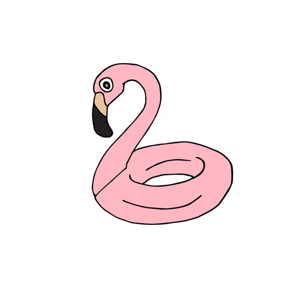 Vector pink hand drawn flamingo ring float — Stock Vector
