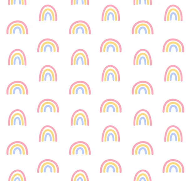 Modèle vectoriel sans couture de pastel doodle arc-en-ciel — Image vectorielle