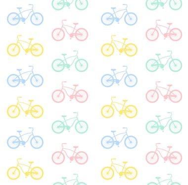 Çizgi film pastel bisikletinin vektörsüz deseni