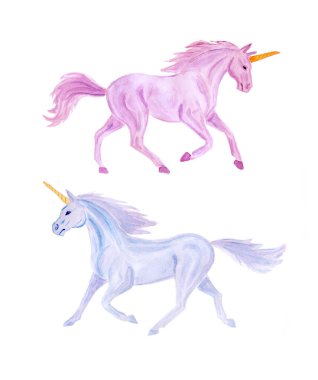 Tek boynuzlu atların kusursuz deseni.  