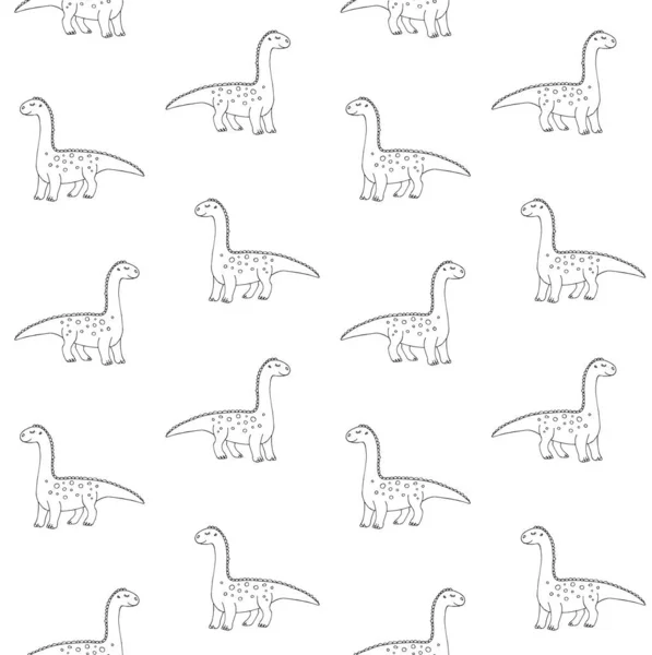 Padrão Sem Costura Com Dinossauros Bonitos Ilustração Vetorial — Vetor de Stock