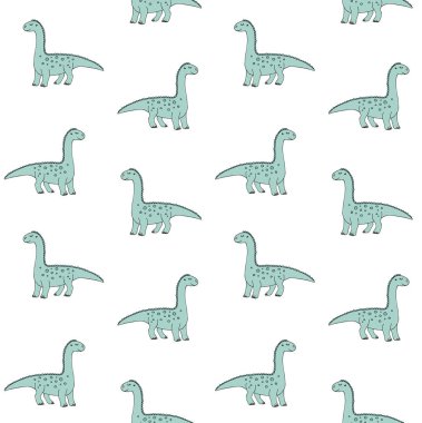 Şirin dinozor vektör illüstrasyonlu kusursuz desen