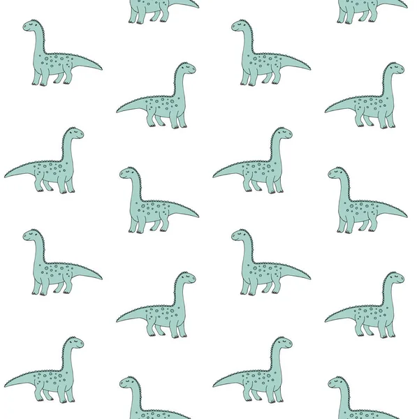 Απρόσκοπτη Μοτίβο Χαριτωμένο Δεινόσαυροι Διανυσματική Απεικόνιση — Διανυσματικό Αρχείο