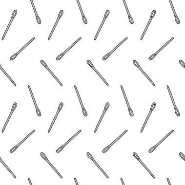 Gri renkli el çiziminin vektörsüz deseni beyaz arkaplanda izole edilmiş nakış iğnesi.