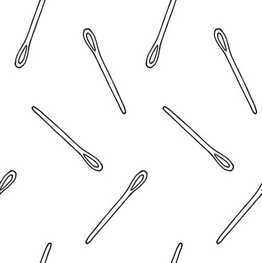 El çizimi çiziminin vektörsüz deseni beyaz arkaplanda izole edilmiş nakış iğnesi.