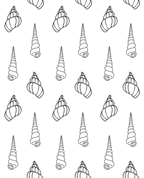 白地に隔離された手描きのドアスケッチシェルのベクトルシームレスパターン — ストックベクタ