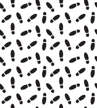 Beyaz arkaplanda izole edilmiş siyah düz insan ayak izi vektörsüz desen