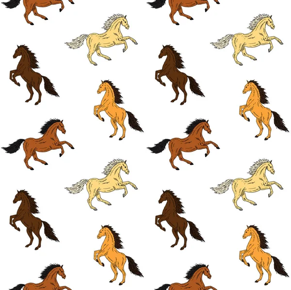 馬ベクトル図とシームレスなパターン — ストックベクタ