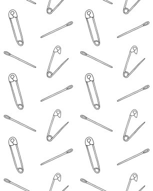 El çiziminin vektörsüz deseni beyaz arkaplanda izole edilmiş İngilizce raptiyeler çiz