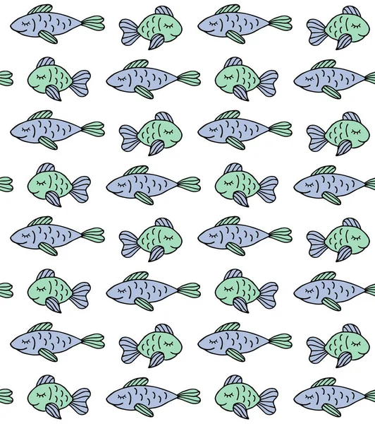 Poisson Motif Sans Couture Avec Des Poissons — Image vectorielle