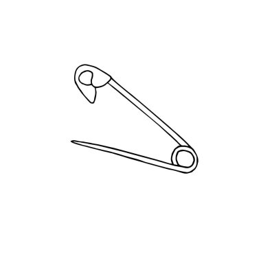 Vektör el çizimi beyaz arkaplanda izole edilmiş İngilizce pin çizimi