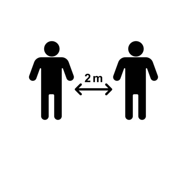 Vetor Plana Preta Metros Coronavírus Pandemia Ícone Distância Social Isolado — Vetor de Stock