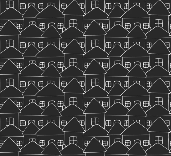 Beyaz el çizilmiş evlerin vektörsüz deseni