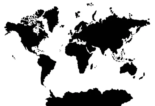 Weltkarte Mit Kontinenten Und Ikonen Des Kontinents Der Vereinigten Staaten — Stockvektor
