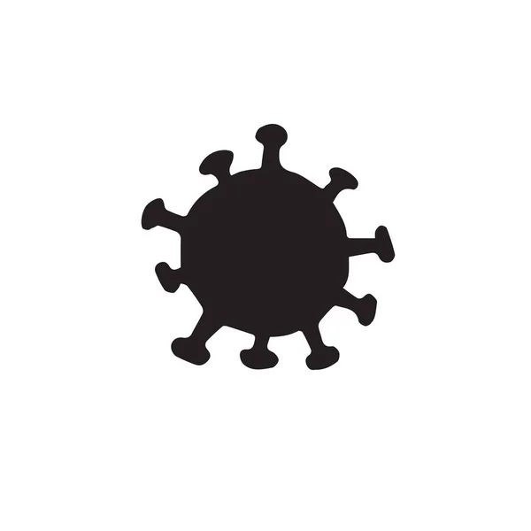 Векторный Черно Ручной Рисунок Коронавируса Ковид Клеток Силуэт Изолирован Белом — стоковый вектор