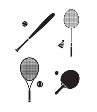 Tenis raketleri ve top simgesinin vektör çizimi