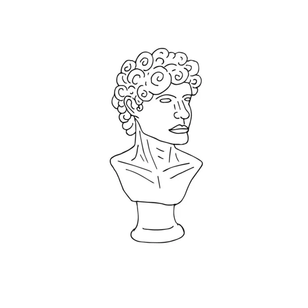 ベクトル手描きのドアスケッチアンティーク男バスト像白の背景に隔離 — ストックベクタ