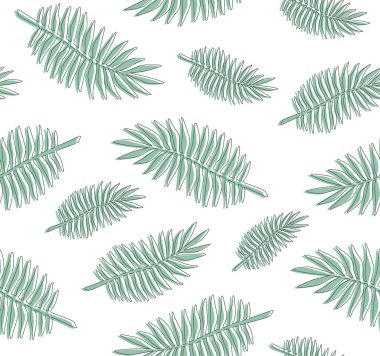 Tropikal yapraklarla kusursuz desen. Vektör illüstrasyonu