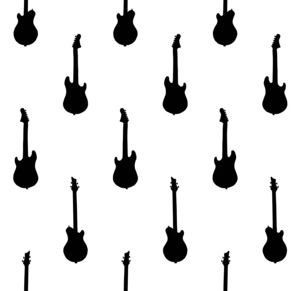 Vector Set Black Silhouettes Guitars — Stock Vector