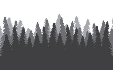 Vektör siyah çizim ladin ağacı orman silueti