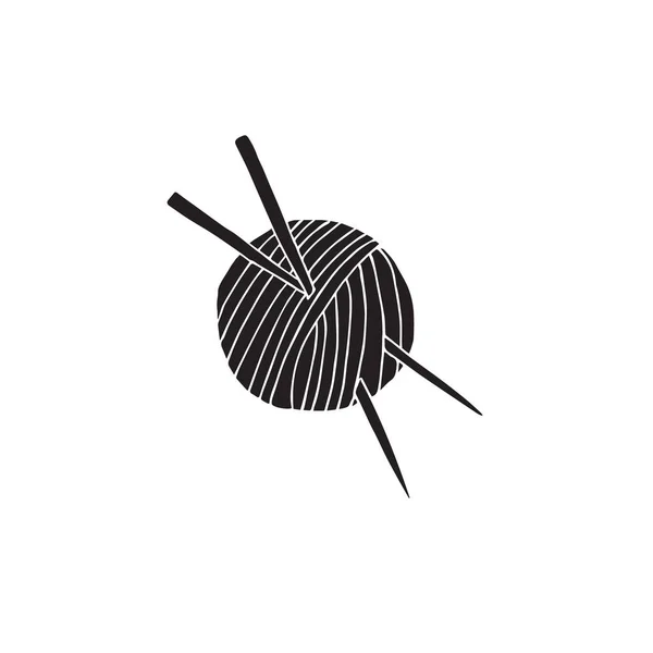 Vecteur noir fil à tricoter et aiguille — Image vectorielle
