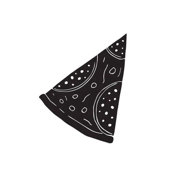 Croquis vectoriel de doodle tranches de pizza pepperoni noir — Image vectorielle