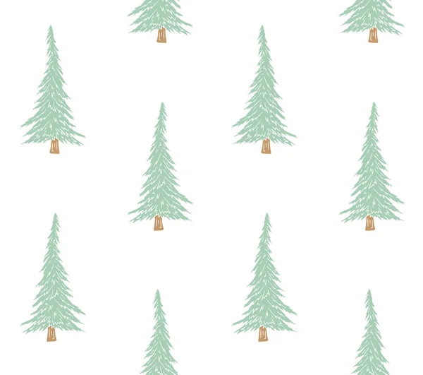 Patrón sin costura vectorial de picea dibujada a mano de menta — Vector de stock