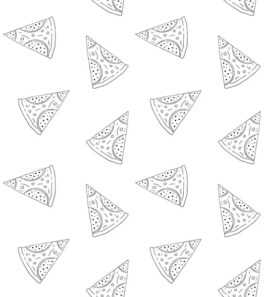 Patrón sin costura vectorial de rebanada de pizza de pepperoni — Vector de stock