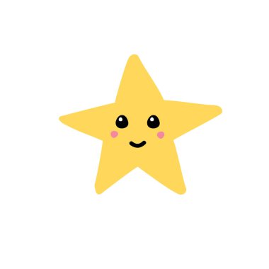 Vektör el çizimi beyaz arkaplanda izole edilmiş sarı yıldız çizimi