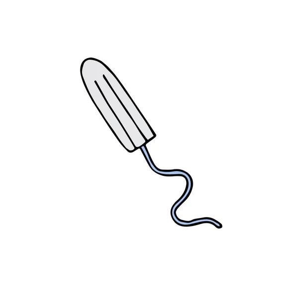 Wektor Ręcznie Rysowane Doodle Szkic Kolorowy Menstruacyjny Tampon Izolowane Białym — Wektor stockowy