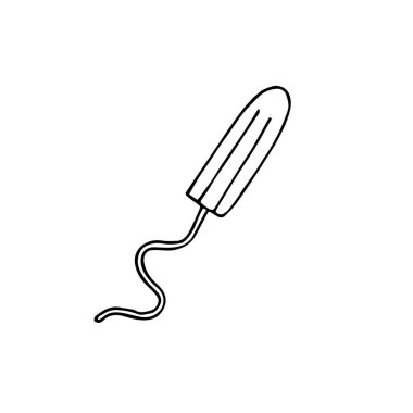 Vektör el karalama çizimi, adet tamponu beyaz arkaplanda izole edilmiş.