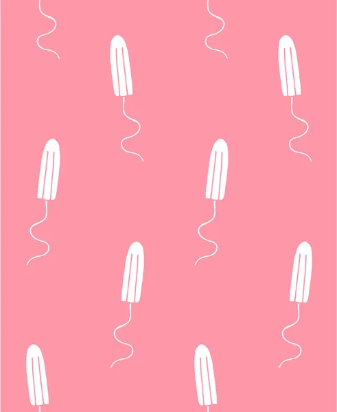 Vektor Zökkenőmentes Minta Fehér Kézzel Rajzolt Firka Vázlat Menstruációs Tampon — Stock Vector