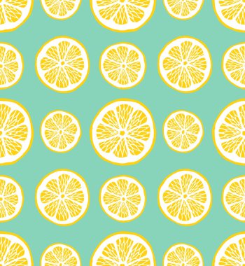 El çiziminin kusursuz çizimi mavi arkaplanda izole edilmiş portakal dilimleri.