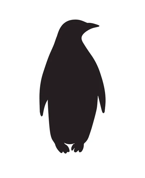 Vektor Platt Svart Kejsare Pingvin Silhuett Isolerad Vit — Stock vektor