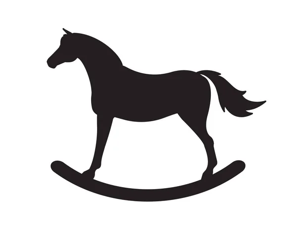 Vector Zwart Rockende Paard Silhouet Speelgoed Geïsoleerd Witte Achtergrond — Stockvector