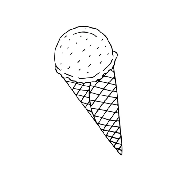 在白色背景下隔离的矢量手绘涂鸦素描冰淇淋 — 图库矢量图片