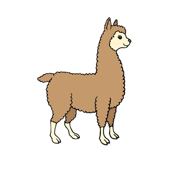 Vector Dibujado Mano Doodle Cromado Llama Alpaca Aislado Sobre Fondo — Archivo Imágenes Vectoriales