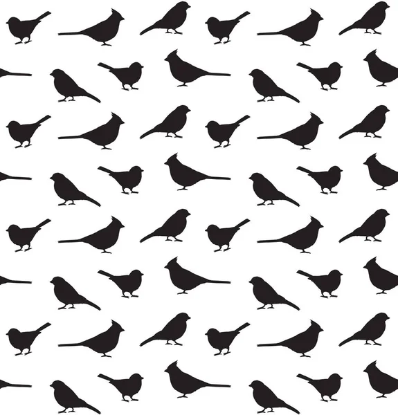Vektor Nahtlose Muster Von Kleinen Vögeln Silhouette Isoliert Auf Weißem — Stockvektor