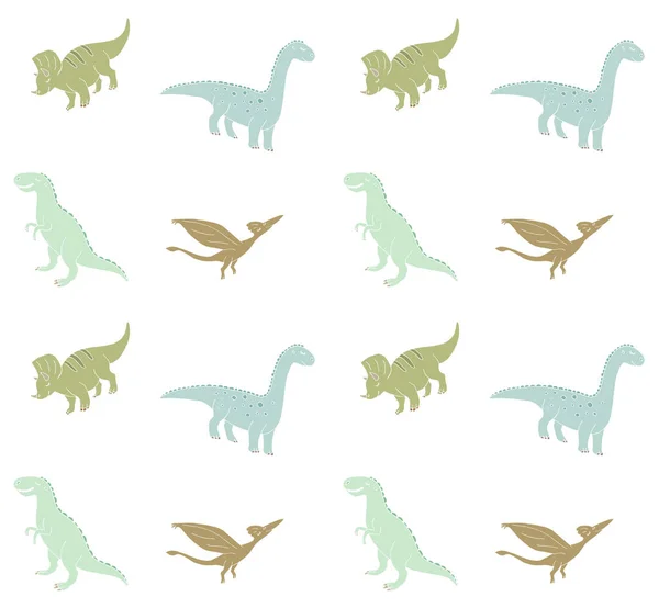 Sömlöst Mönster Med Söta Dinosaurier Vektor Illustration — Stock vektor