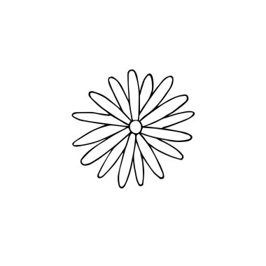 Vektör el çizimi beyaz arka planda izole papatya çiçeği çizimi