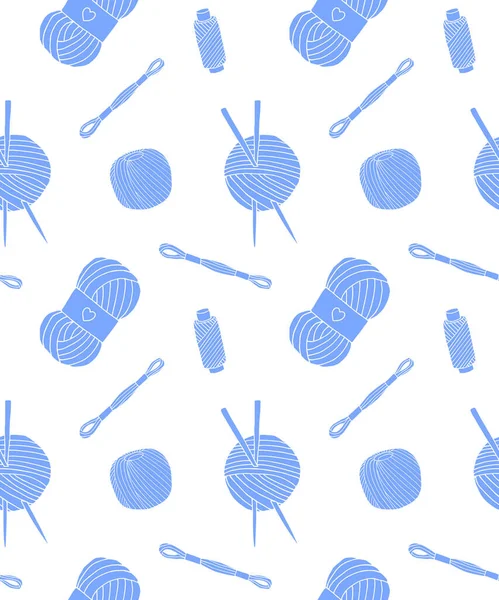 青いスケッチ糸のベクトルシームレスなパターン — ストックベクタ