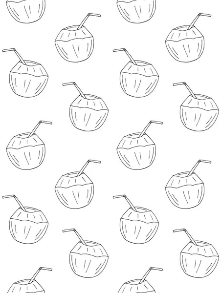Vector naadloos patroon van schets jonge kokosnoot — Stockvector