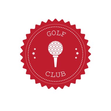 Beyaz arka planda izole edilmiş vektör kırmızı düz golf sopası logosu