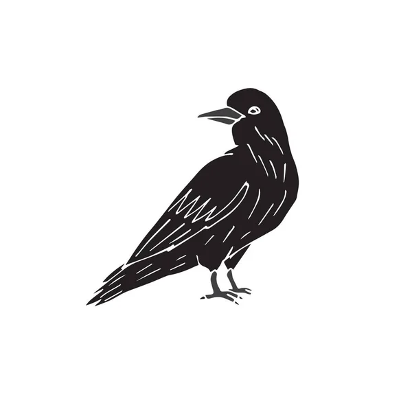 Icône Oiseau Dans Style Noir Isolé Sur Fond Blanc — Image vectorielle