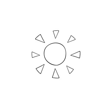 Vektör el çizimi eskiz güneşi beyaz arkaplanda izole